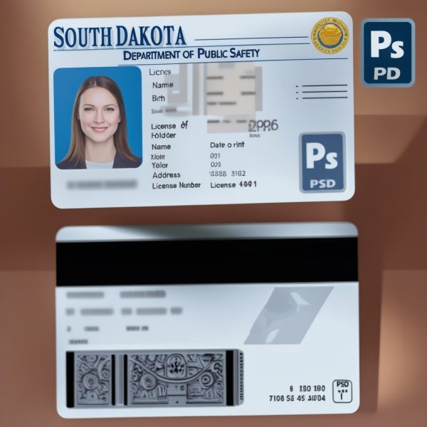 USA South Dakota Driving License PSD Template